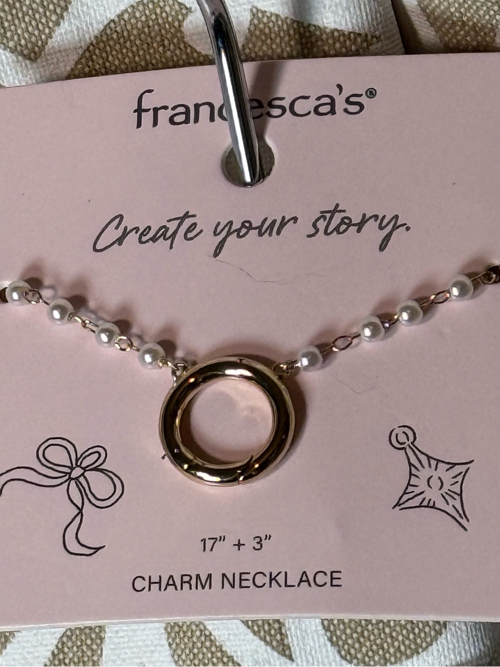 Francesca's Collections Goldtone Open Circle Pearl Charm Necklace